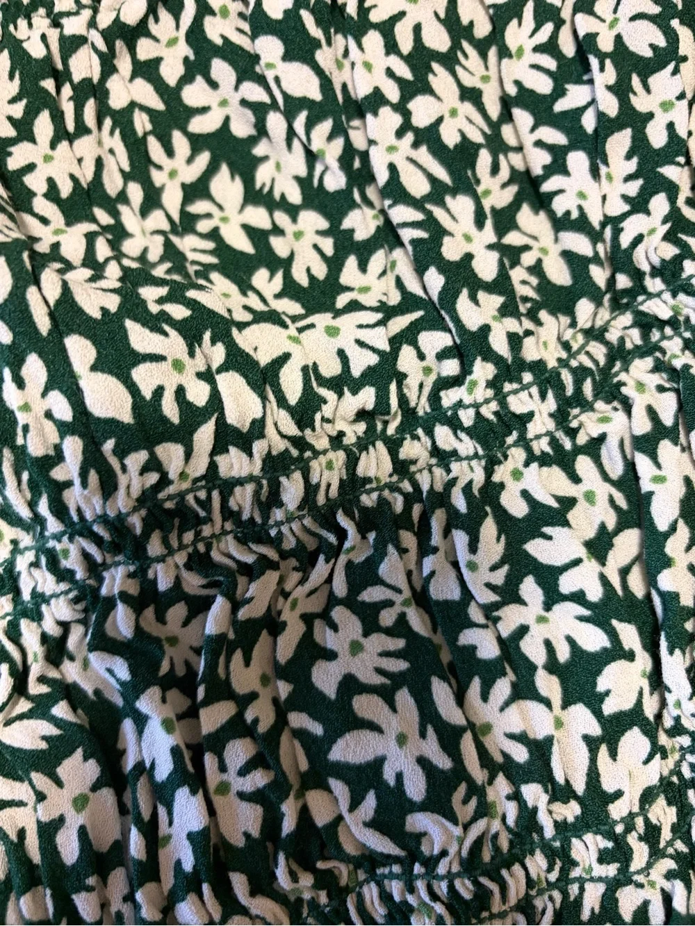 Reformation Green Daisy Square-Neck Smocked Crop Top